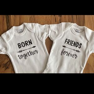 Twins onesie, custom baby onesie, personalized cute baby clothes,(price for both